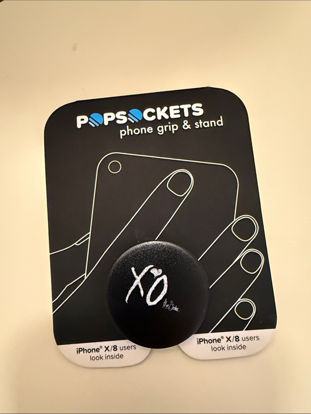 PopSocket Phone Grip & Stand - Black with White XO
